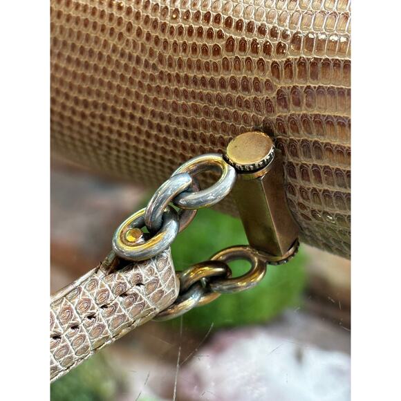 GUCCI Beige Vintage Lizard Embossed Satchel - Picture 7 of 13